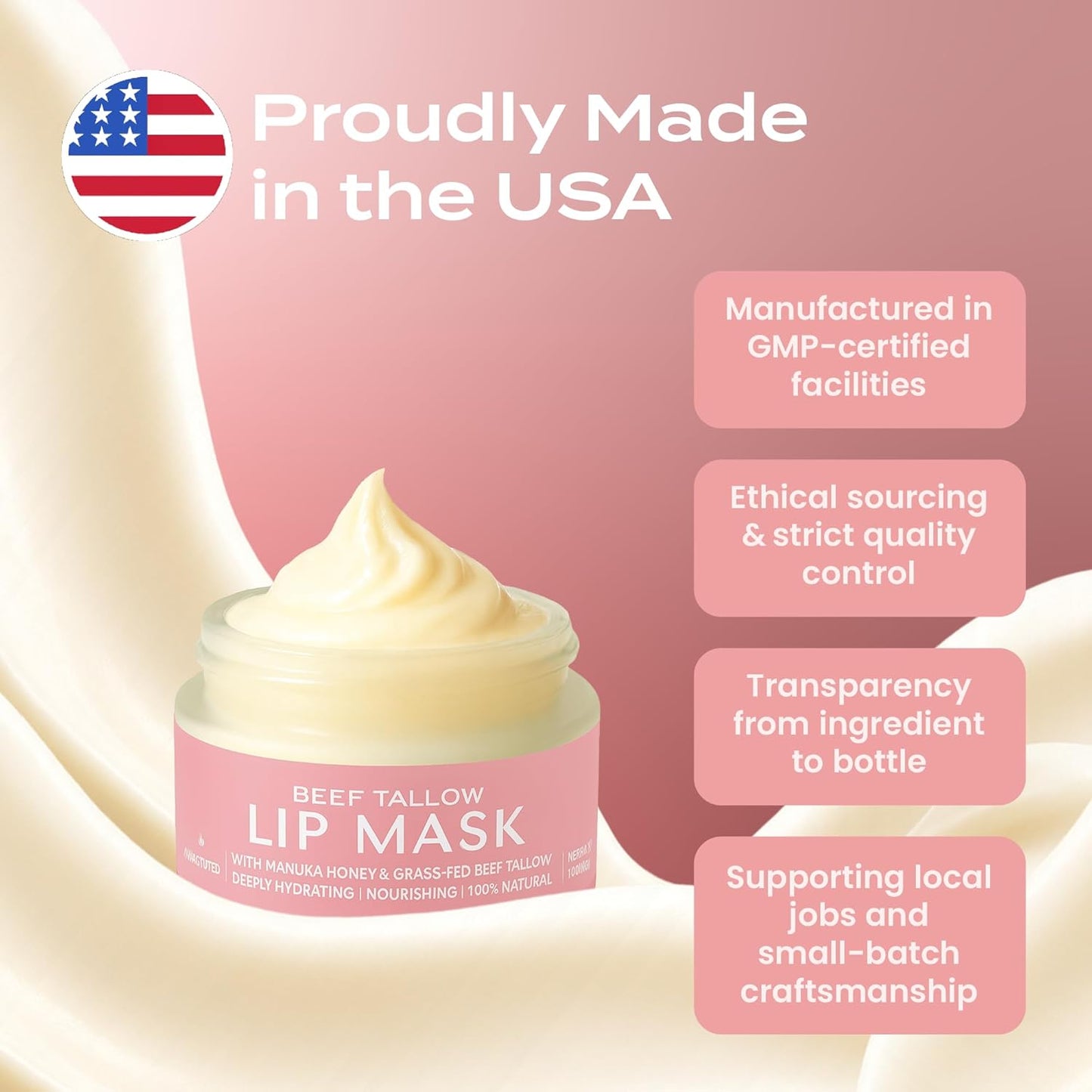Unscented Beef Tallow Lip Mask
