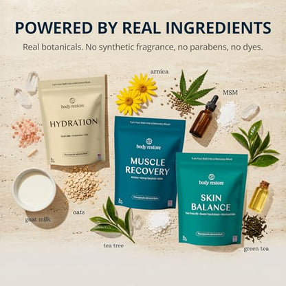 Body Restore Bath Tea Soaks Birthday Gift for Women & Men - Variety 3 Pack