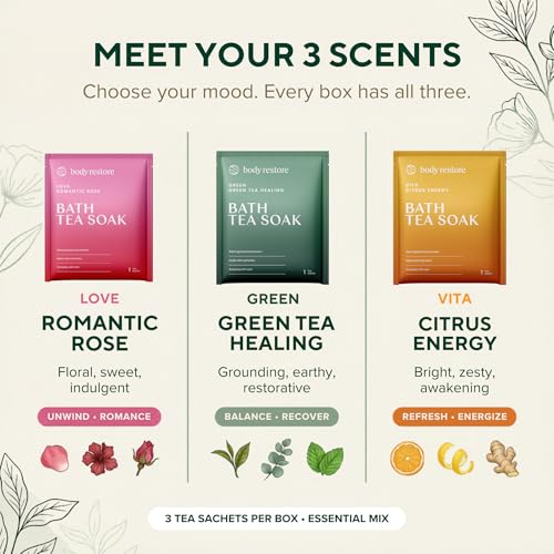 Body Restore Bath Tea Soaks Birthday Gift for Women & Men - Variety 3 Pack