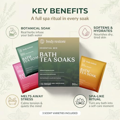 Body Restore Bath Tea Soaks Birthday Gift for Women & Men - Variety 3 Pack
