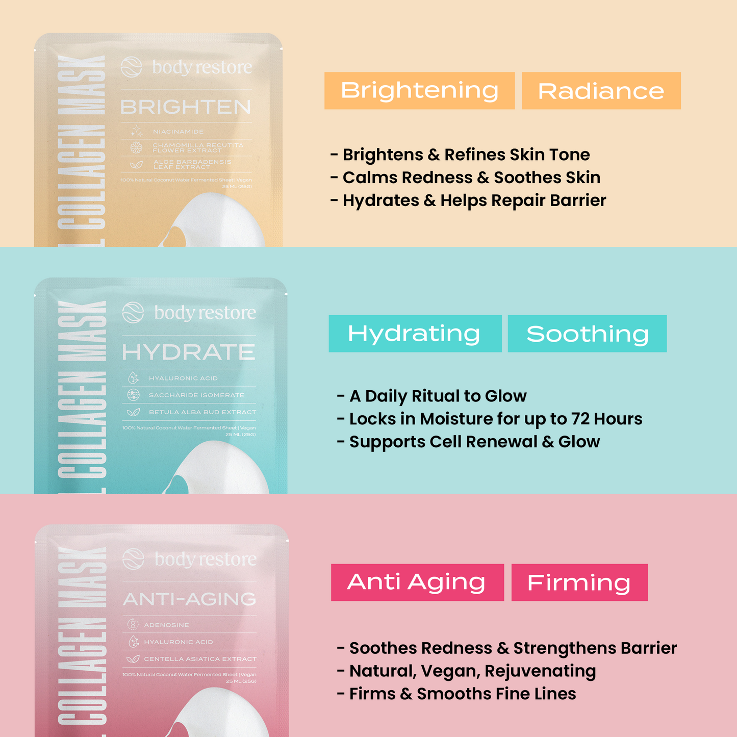 Natural Collagen Mask - Variety Pack (12 Pack)